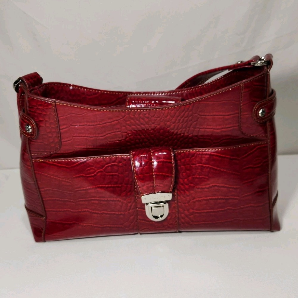 Vintage Liz Claiborne  Faux‎ Crocodile Leather Red Shoulder Bag